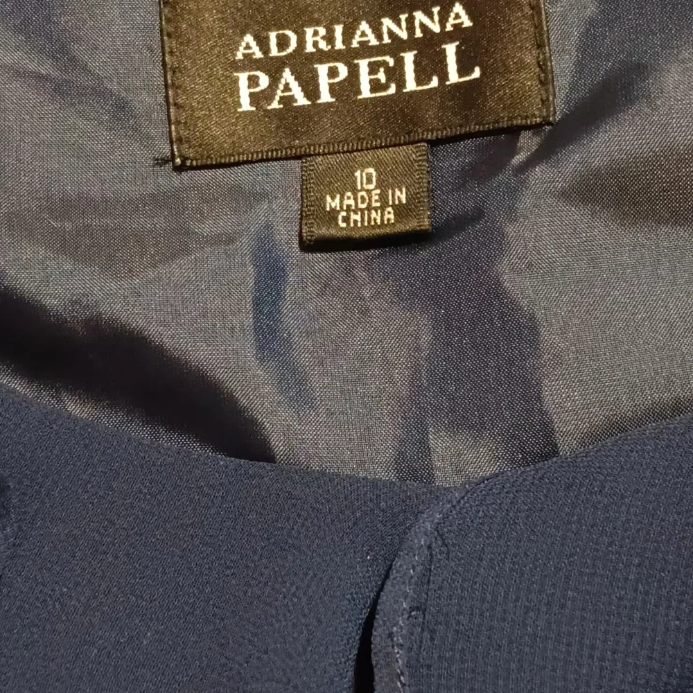 Adrianna Papell Women Ruffle Sleeveless Dress‎ Navy Blue Sz10